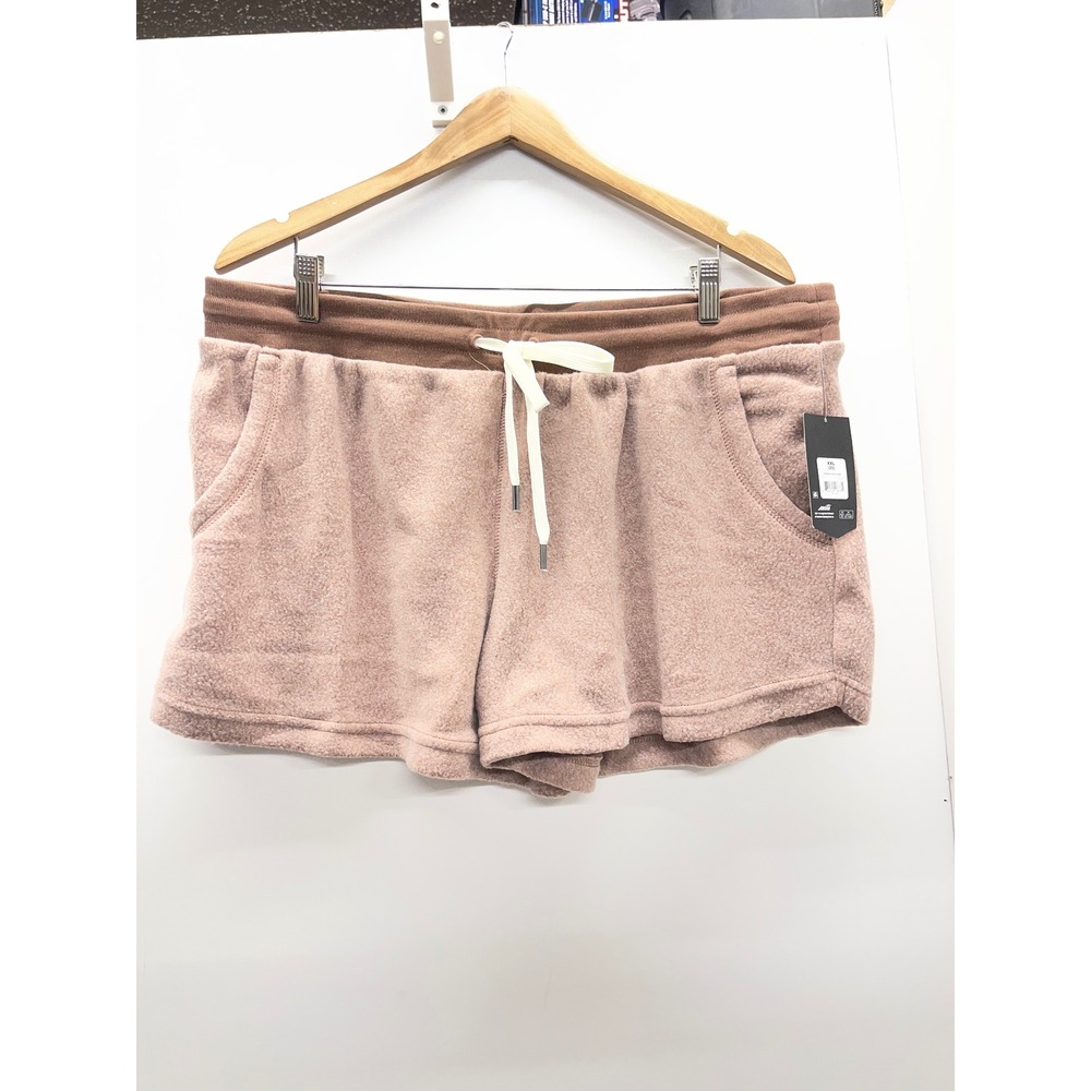Avia Womens Fleece Shorts Pink Mauve XXL 20 Drawstring Pockets Athletic Lounge